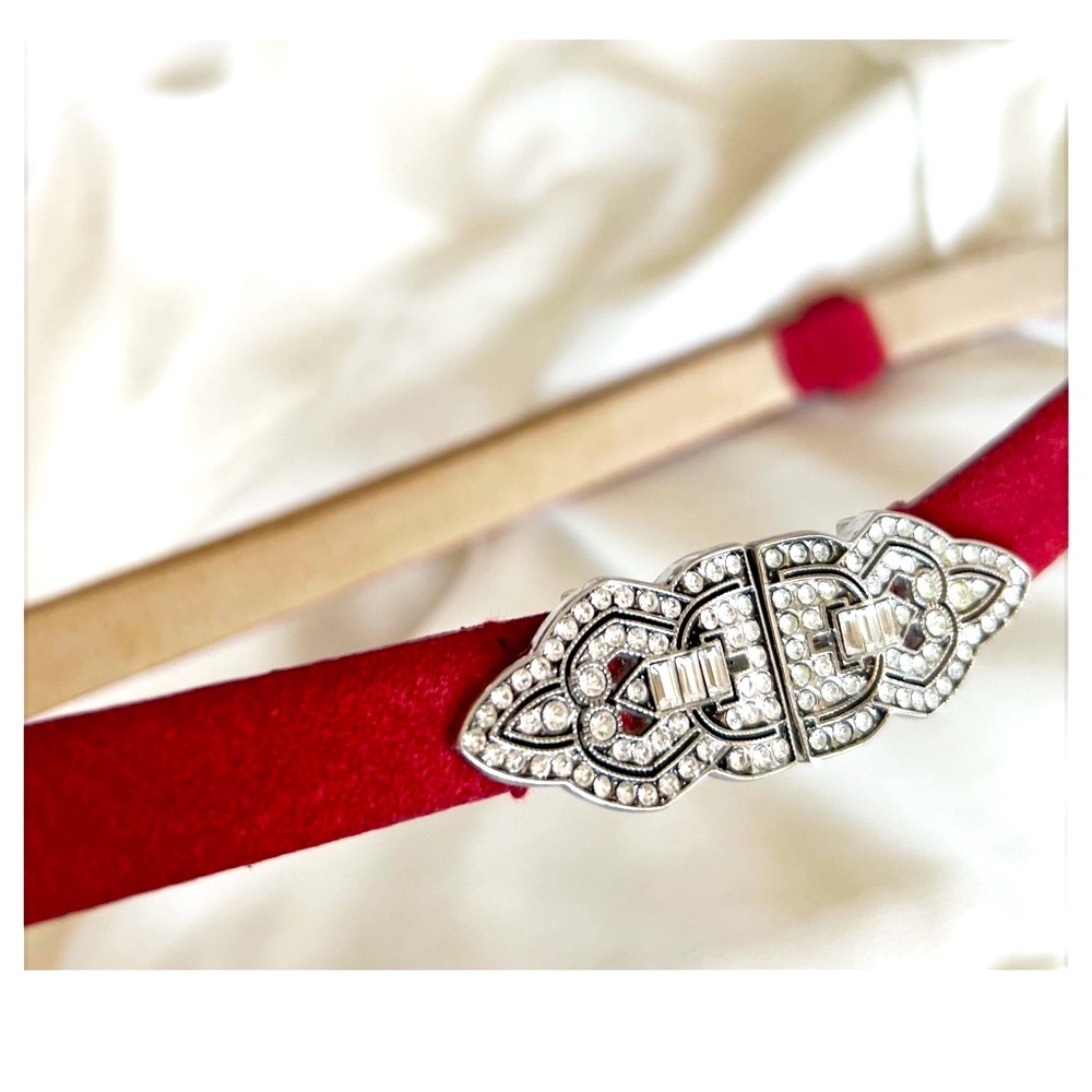 Ralph Lauren Red and Tan Belt with Silver Buckle